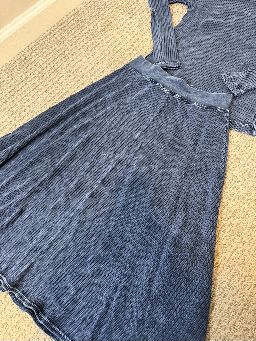 Hard Tail Forever Navy Ribbed A-Line matching set Top and Skirt size S